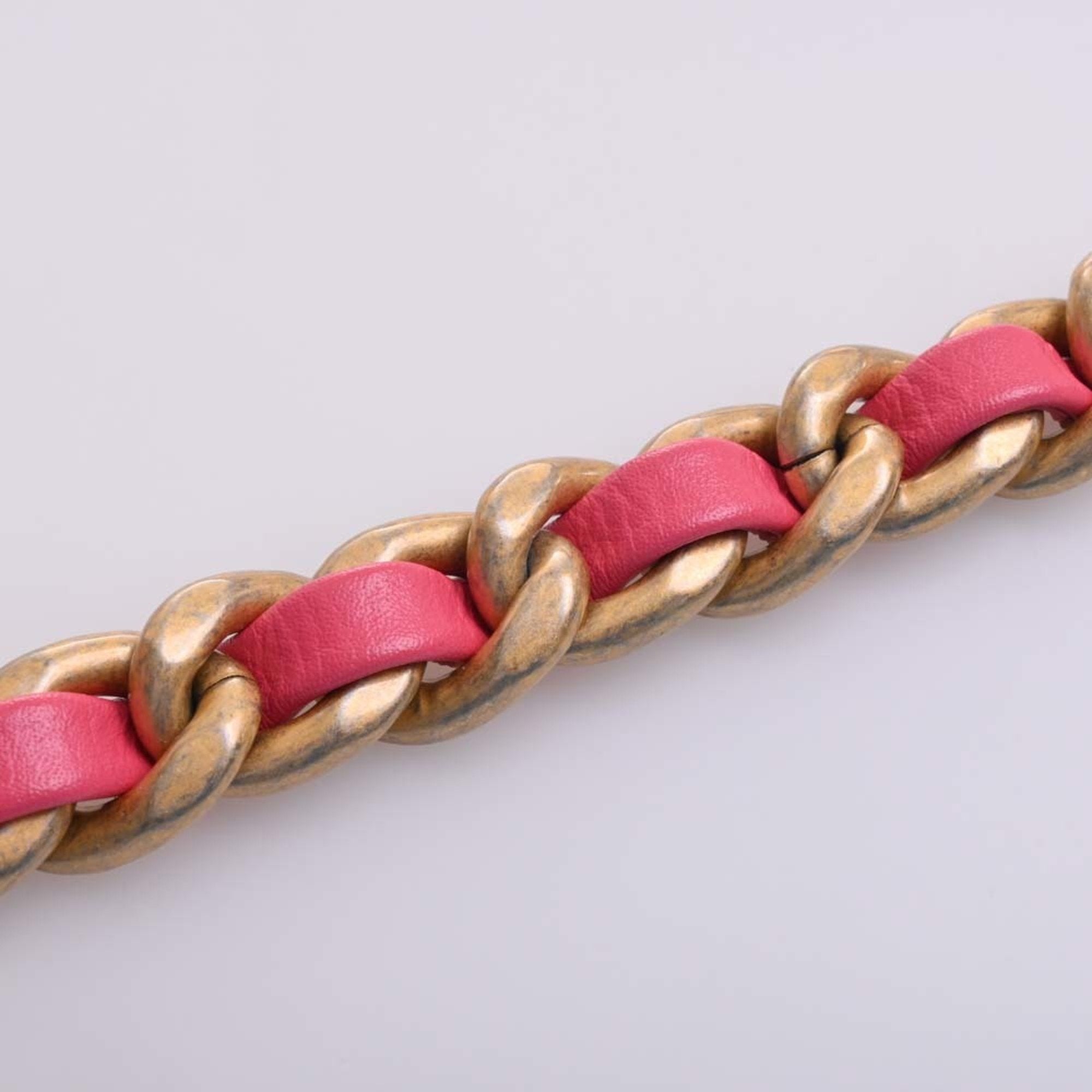 CHANEL Lambskin 19 Coco Mark Chain Shoulder Bag Pink Ladies