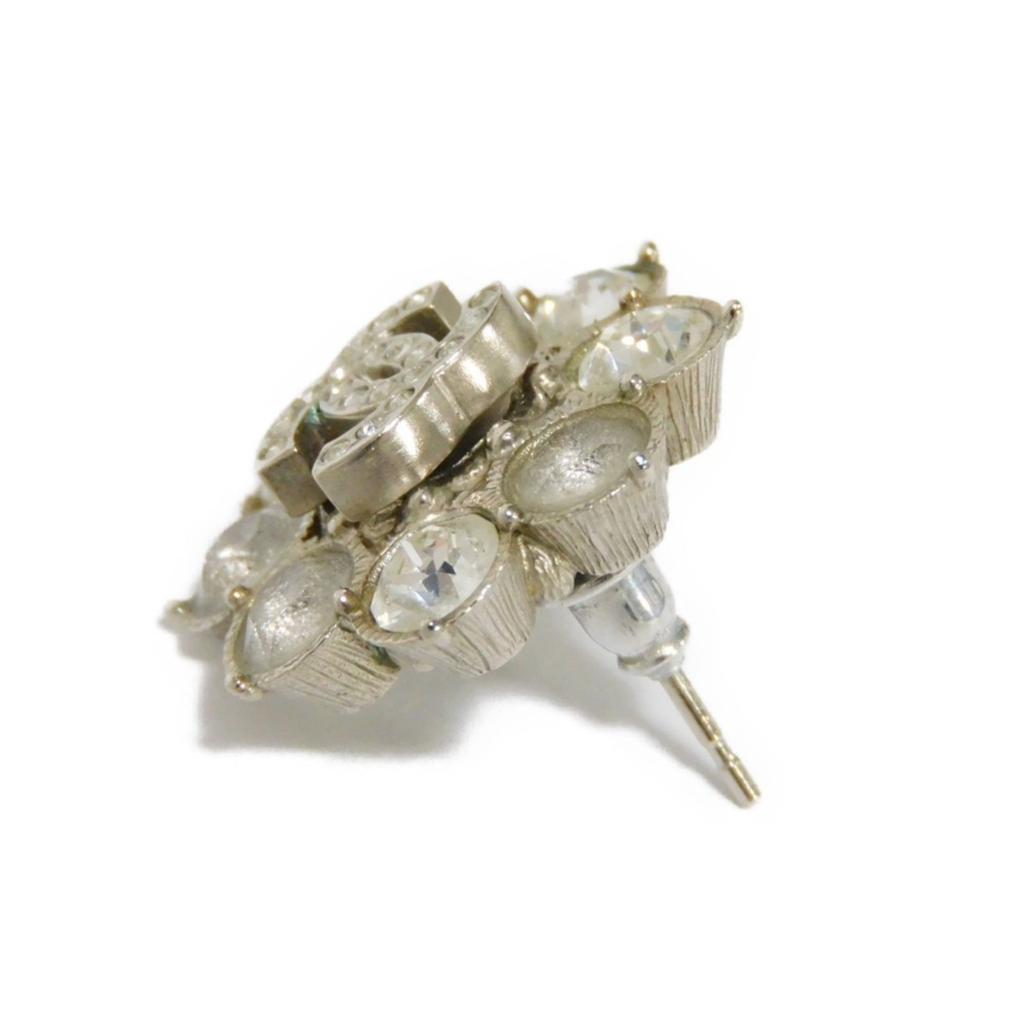 CHANEL Earrings Flower Crystal Coco Mark Strass Rhinestone CC Clear Ladies Accessories Jewelry