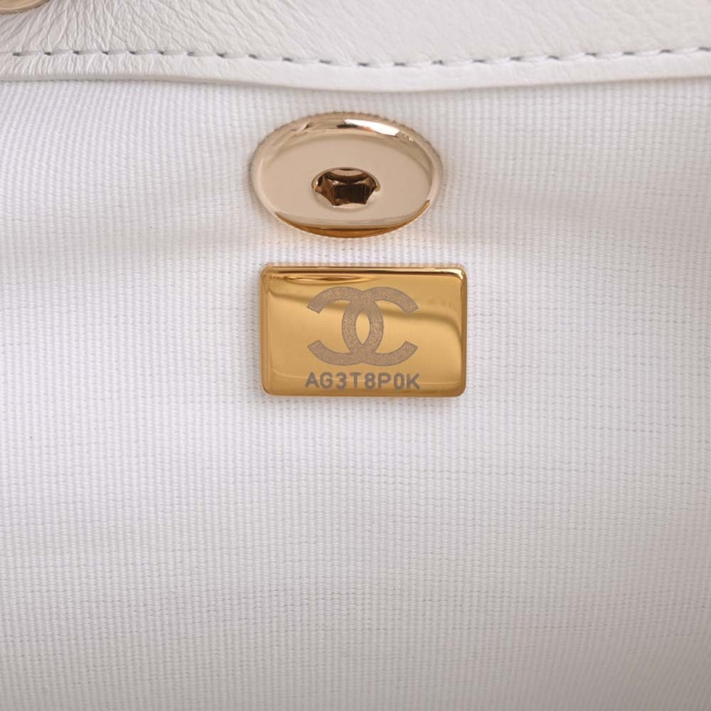 CHANEL Leather Matelasse Coco Mark Chain Rucksack Backpack AS2908 White Ladies