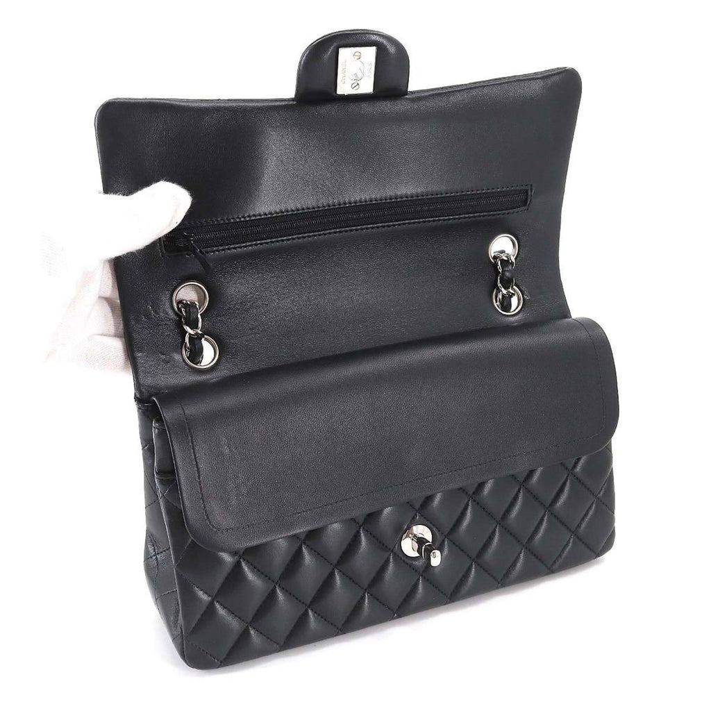 CHANEL Matelasse 25 Chain Shoulder Bag Leather Black A01112 Silver Hardware