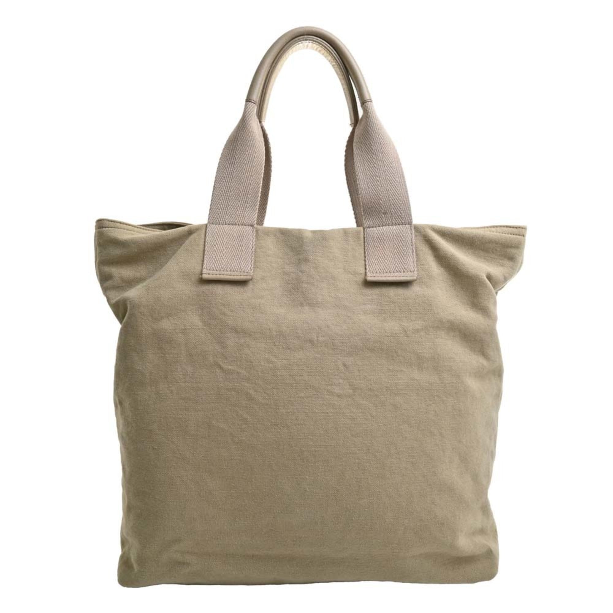 YVES SAINT LAURENT Canvas Tote Bag Beige Women's