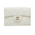 CHANEL Matelasse Classic Small Flap AP0230 Fold Wallet White Caviar Skin Men Women