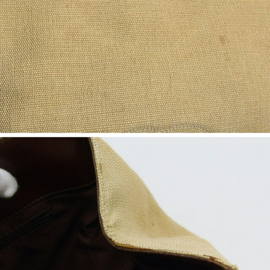 CHANEL Tortoiseshell Handle Canvas Tote Coco Mark Beige