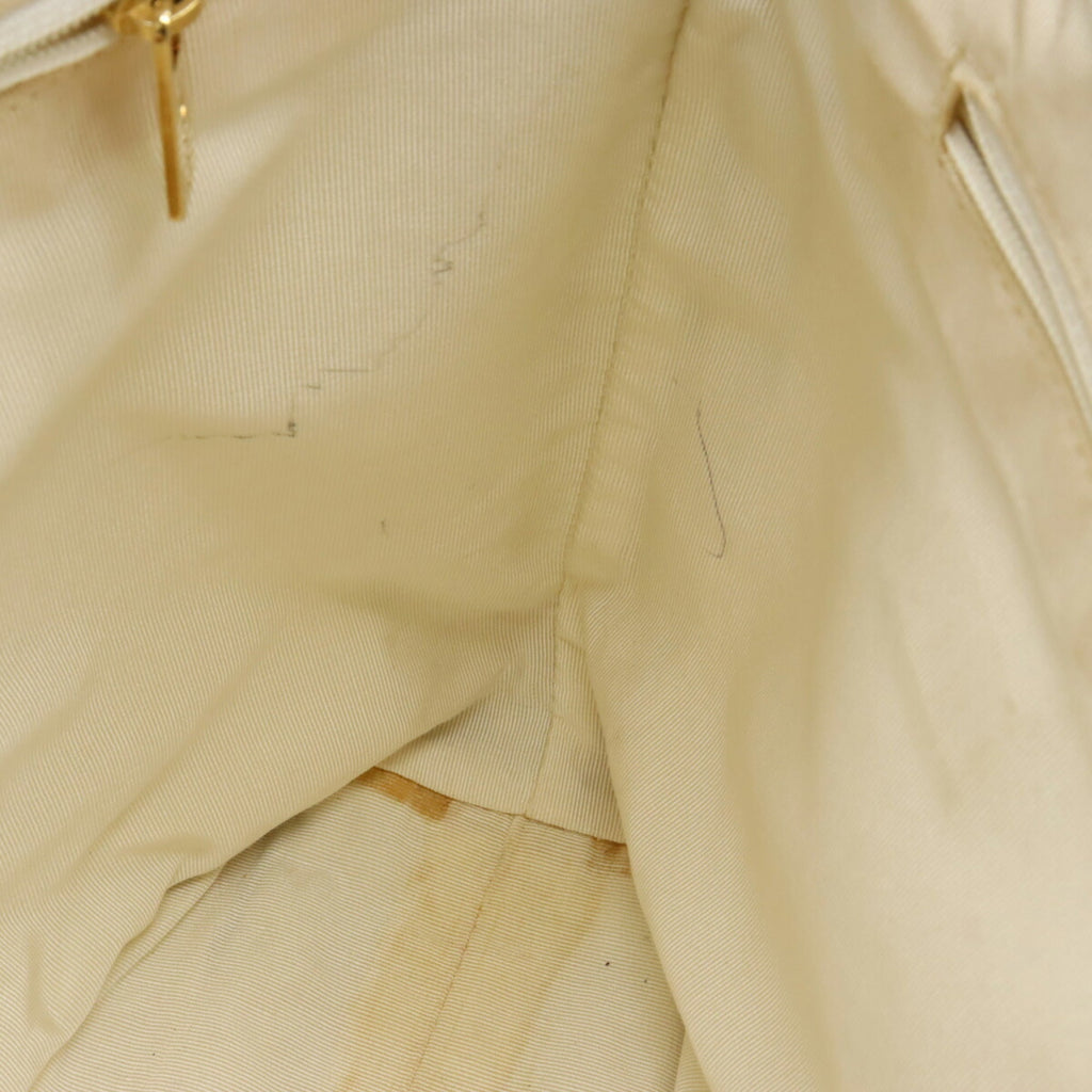 CHANEL here mark embossed tote bag shoulder leather ivory white