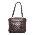 CHANEL Cocomark Luxury Line Chain Shoulder Bag Tote Brown Silver Leather Ladies