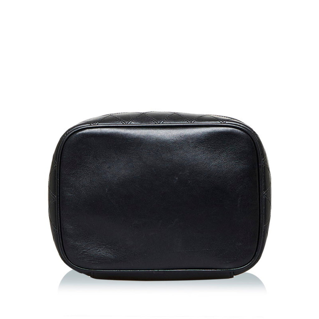 CHANEL Cocomark Bicolore Vanity Bag Handbag Black Lambskin Ladies