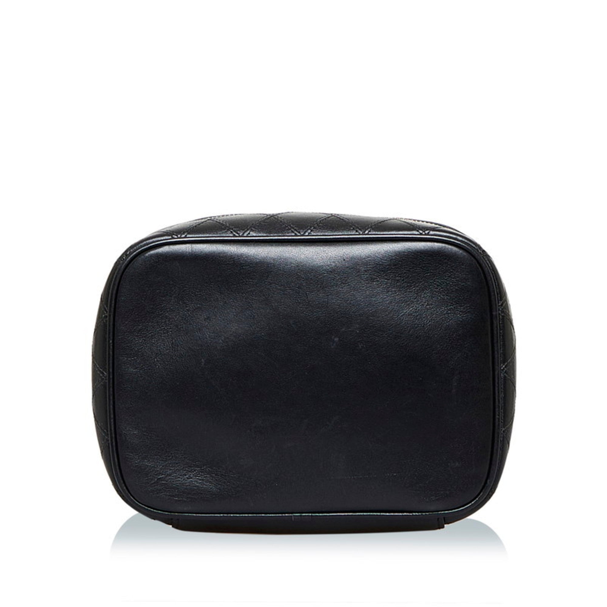 CHANEL Cocomark Bicolore Vanity Bag Handbag Black Lambskin Ladies