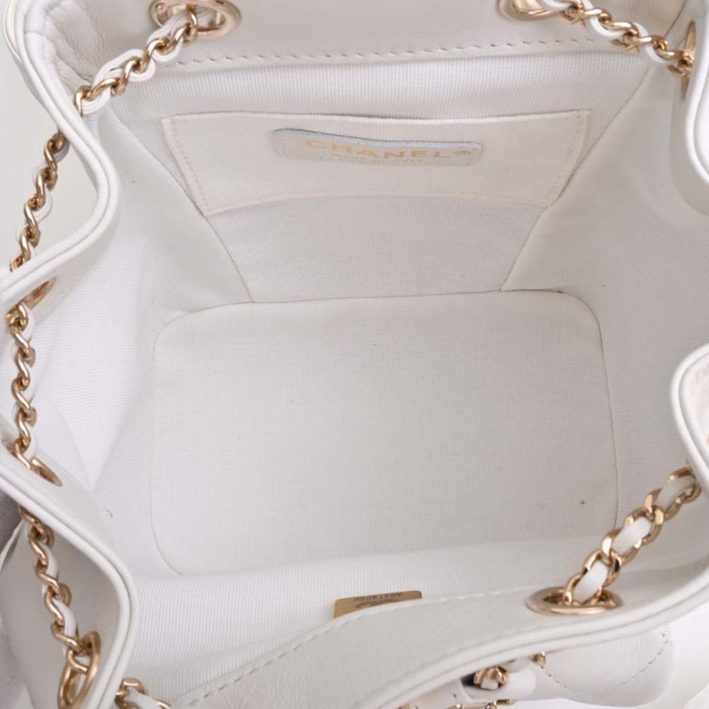 CHANEL Leather Matelasse Coco Mark Chain Rucksack Backpack AS2908 White Ladies