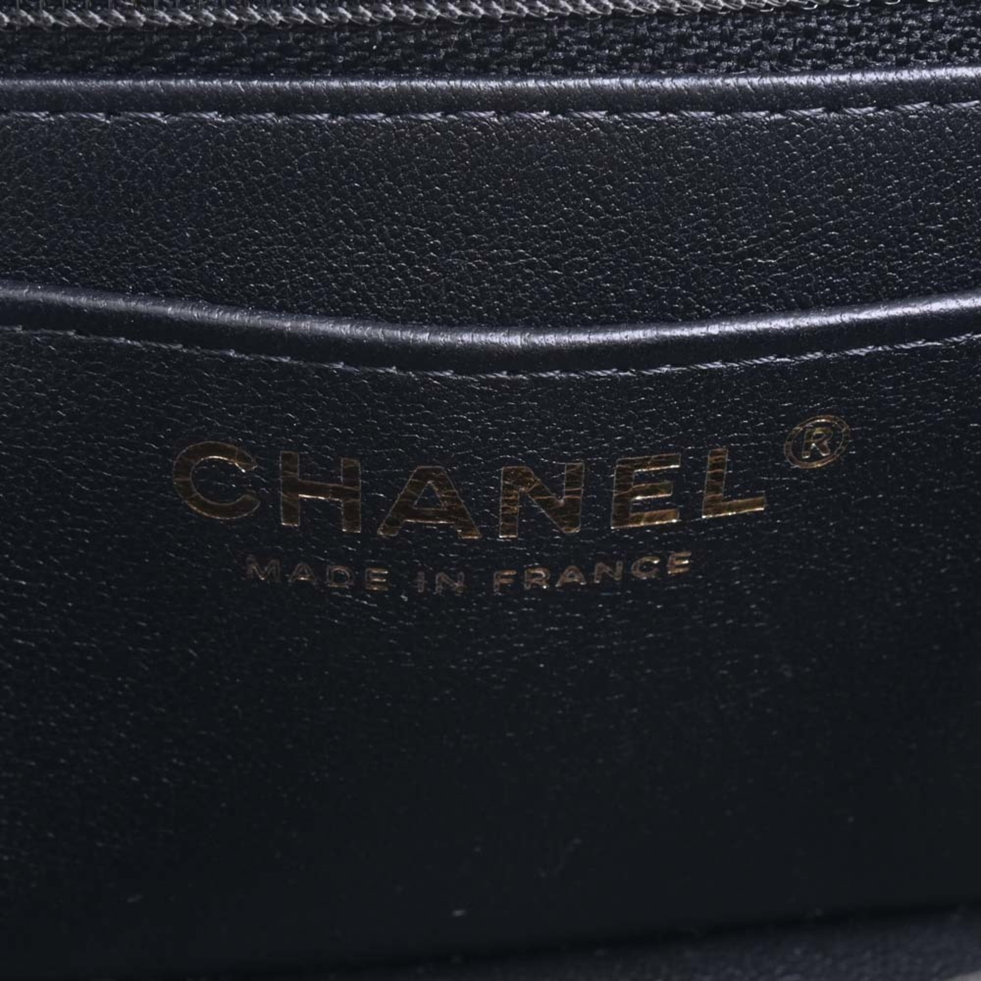 CHANEL Lambskin Matelasse Coco Mark Chain Shoulder Bag Black Ladies