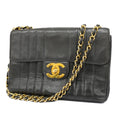 CHANELAuth  Mademoiselle W Chain Women's Leather Shoulder Bag Black