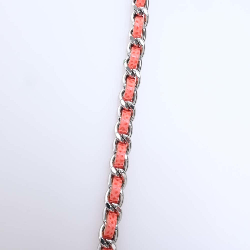 CHANEL Caviar Skin Coco Mark Chain Shoulder Long Wallet Orange Ladies