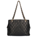 CHANEL chain matelasse handbag caviar skin black ladies