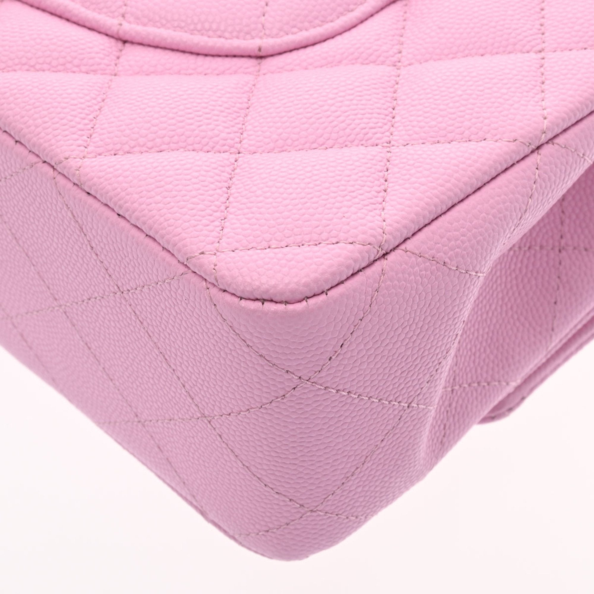 CHANEL matelasse W flap chain shoulder 25 pink ladies caviar skin bag