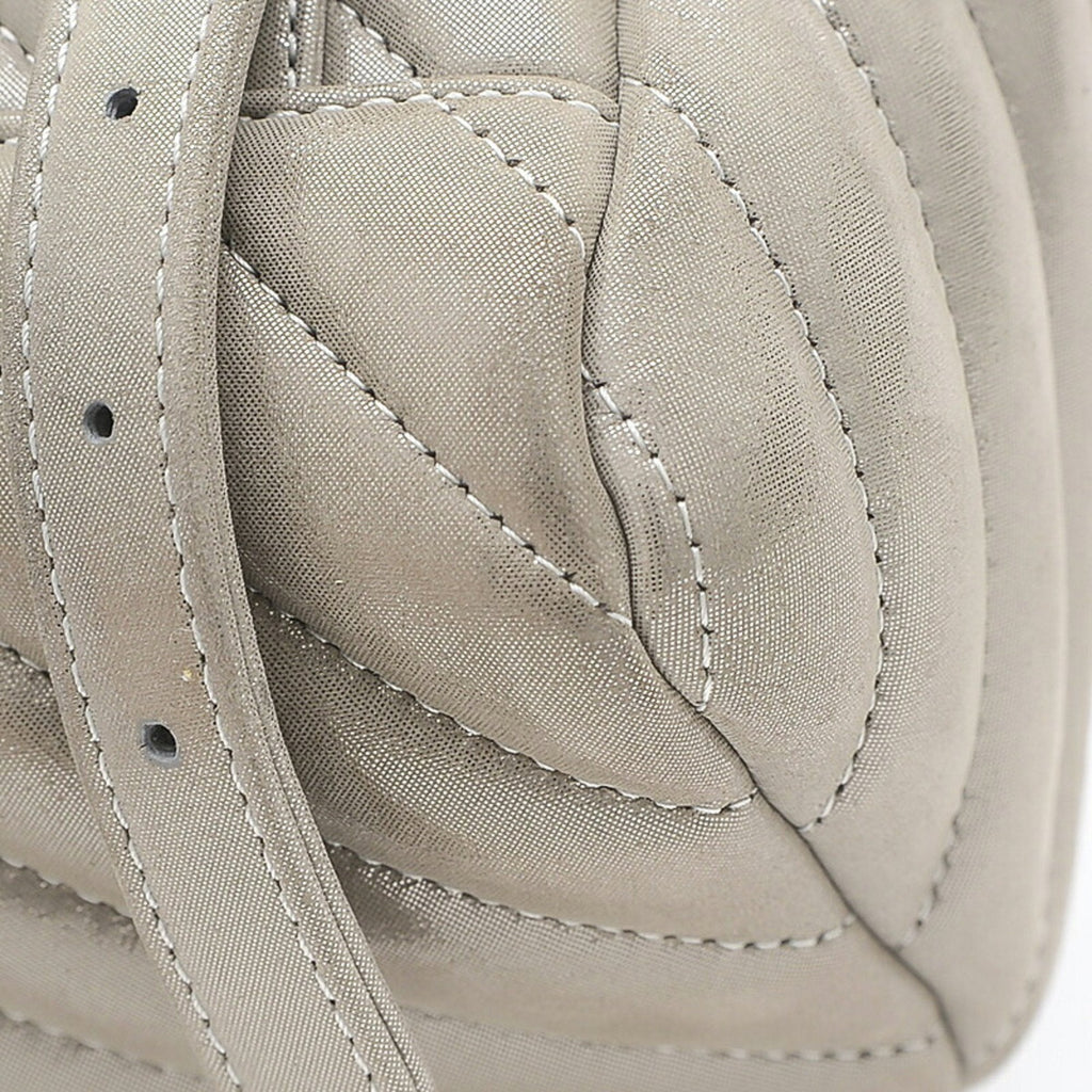 CHANEL Chevron V Stitch Rucksack Backpack Leather Silver A91121