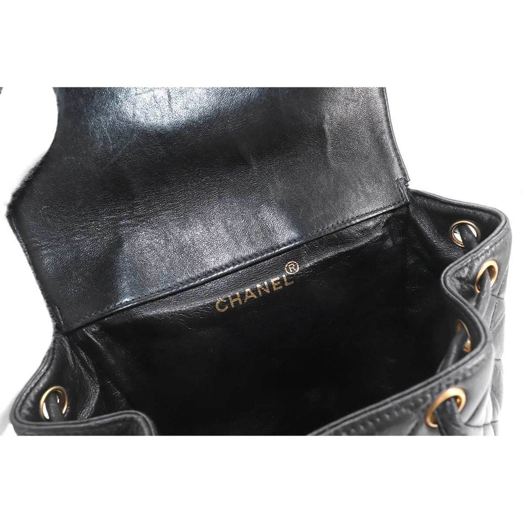CHANEL Matelasse Chain Backpack Rucksack Leather Black Vintage Gold Hardware duma