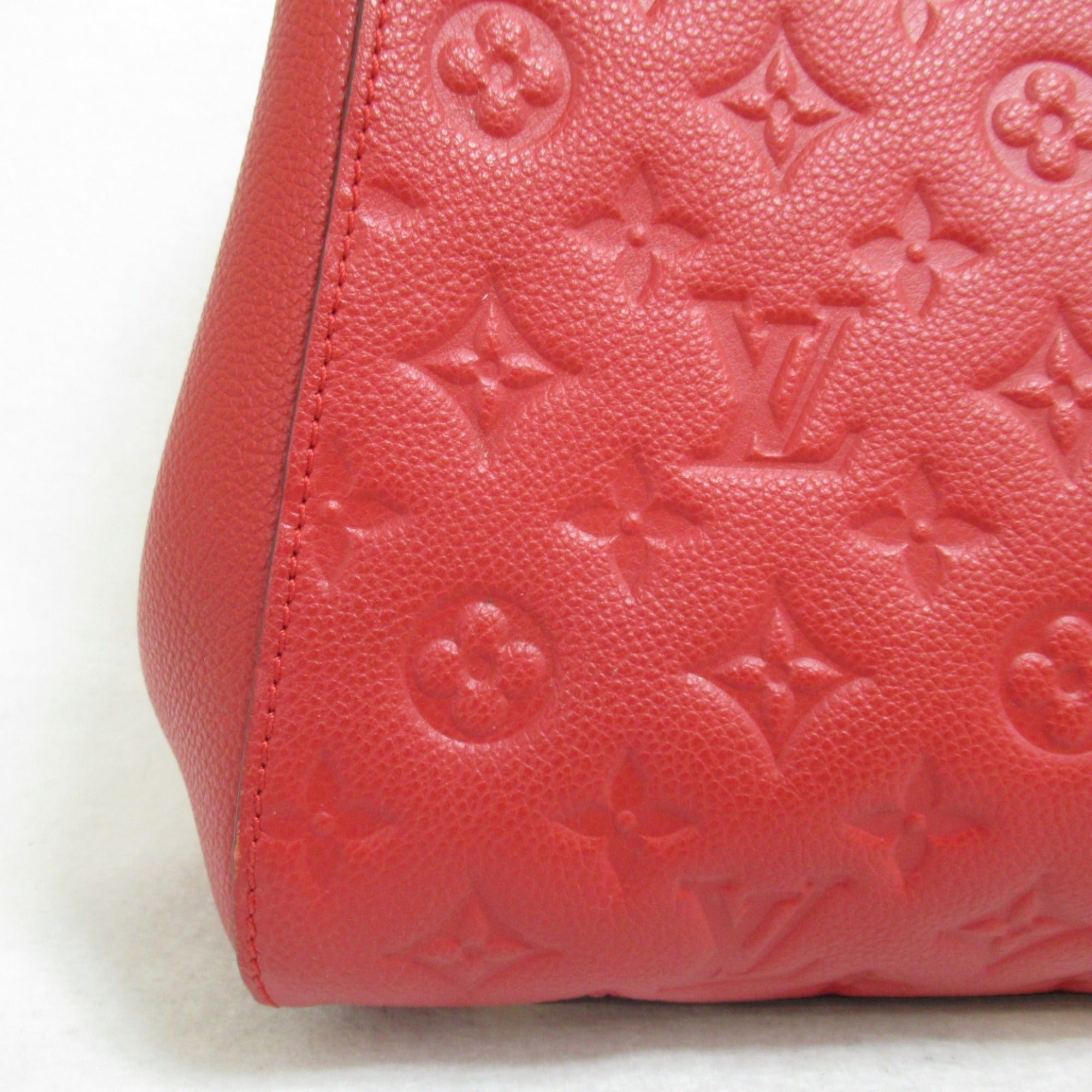 LOUIS VUITTON Montaigne MM Shoulder Bag Red Cerise Monogram empreinte leather M41194