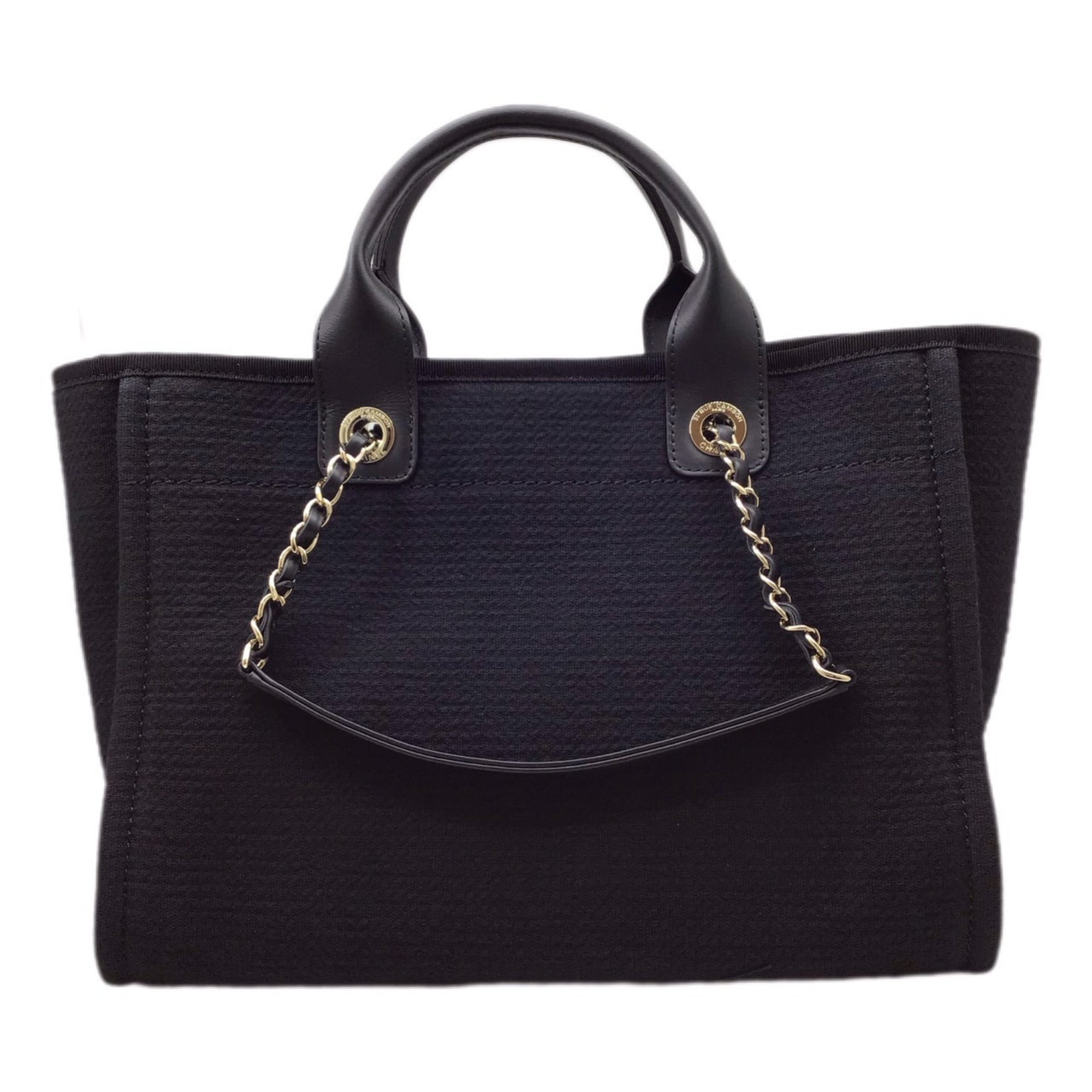 CHANEL Deauville AS3257 Black Tote Bag Handbag Shoulder Women Men Unisex