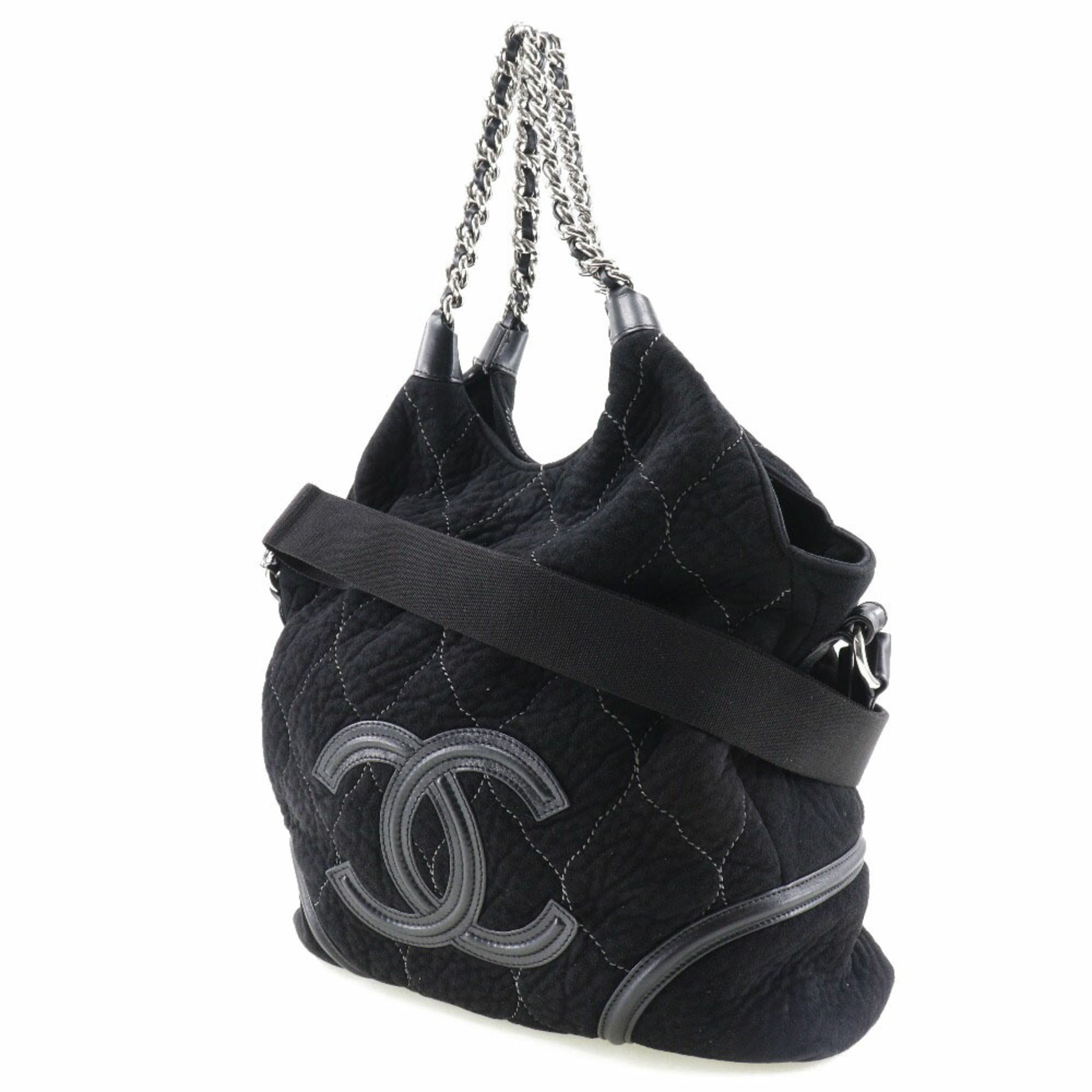 CHANEL Coco Mark Handbag 2WAY Shoulder A40394 Mouton Black/Silver Hardware Women's