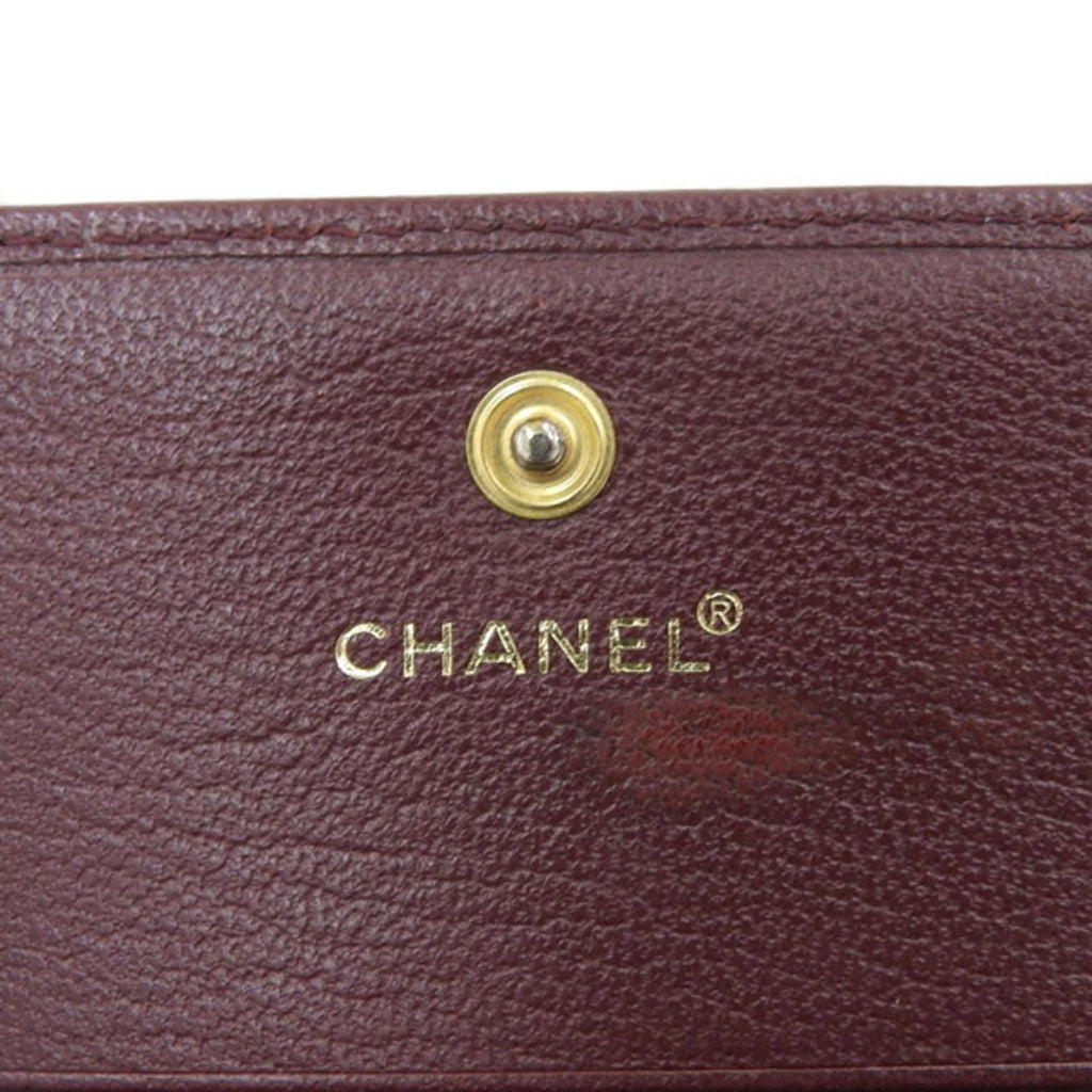 CHANEL Leather Cocomark Trifold Wallet Bordeaux Ladies