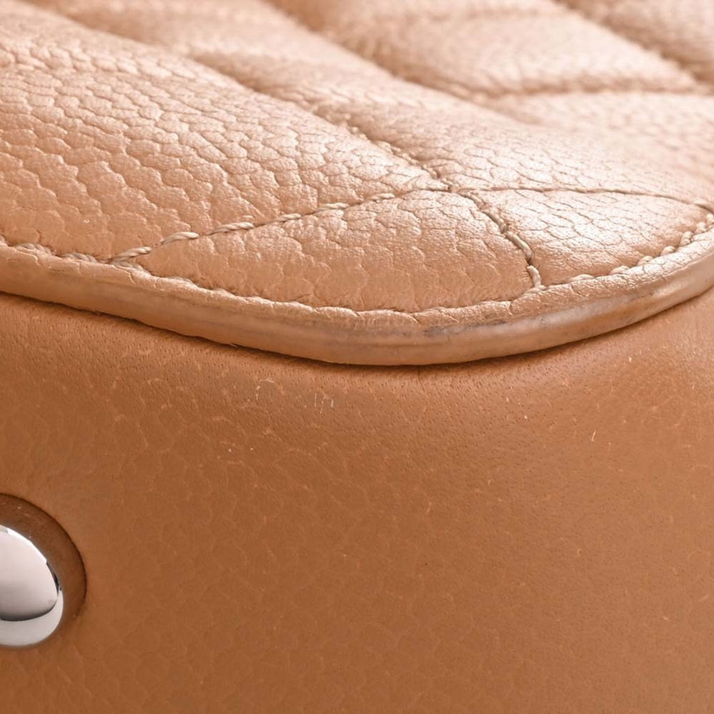 CHANEL Caviar Skin Matelasse Coco Mark Handbag Brown Women's