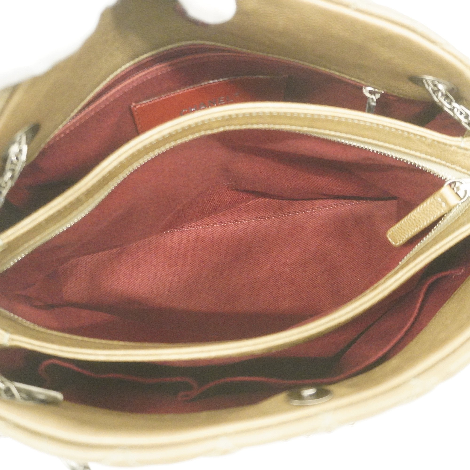 CHANEL  Matelasse Chain Shoulder Women's Leather Shoulder Bag Khaki