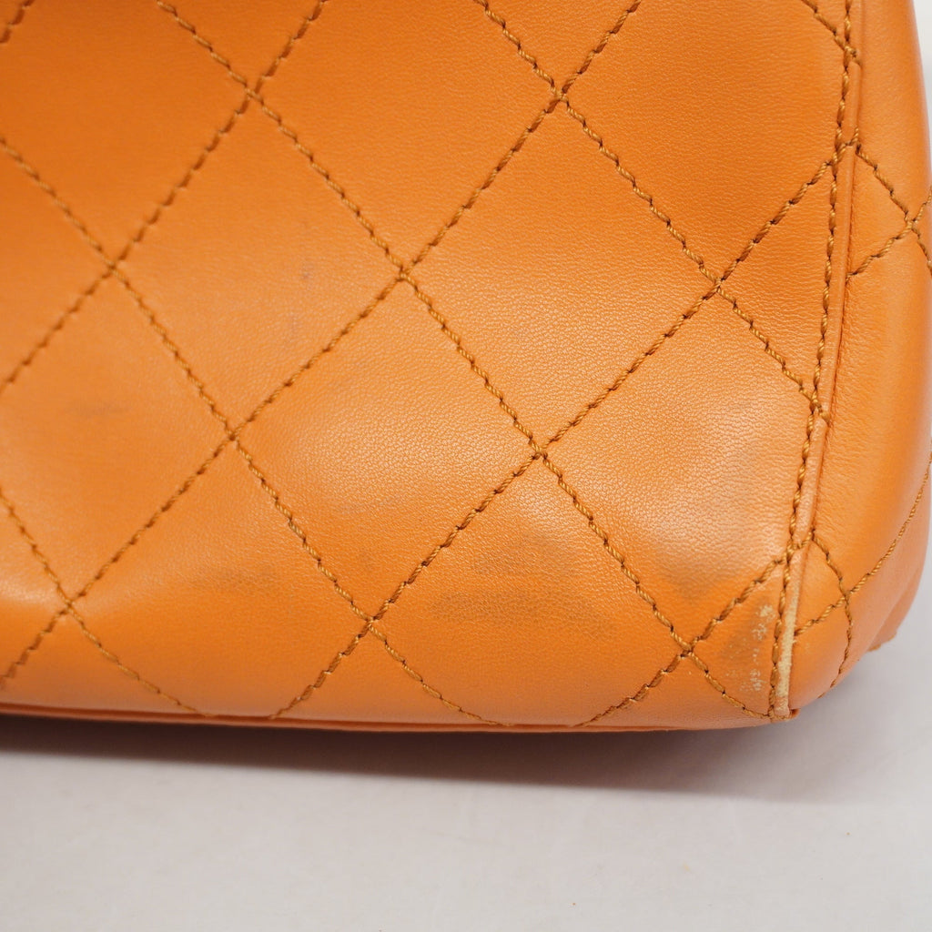 CHANELAuth  Matelasse Women's Leather Handbag Orange