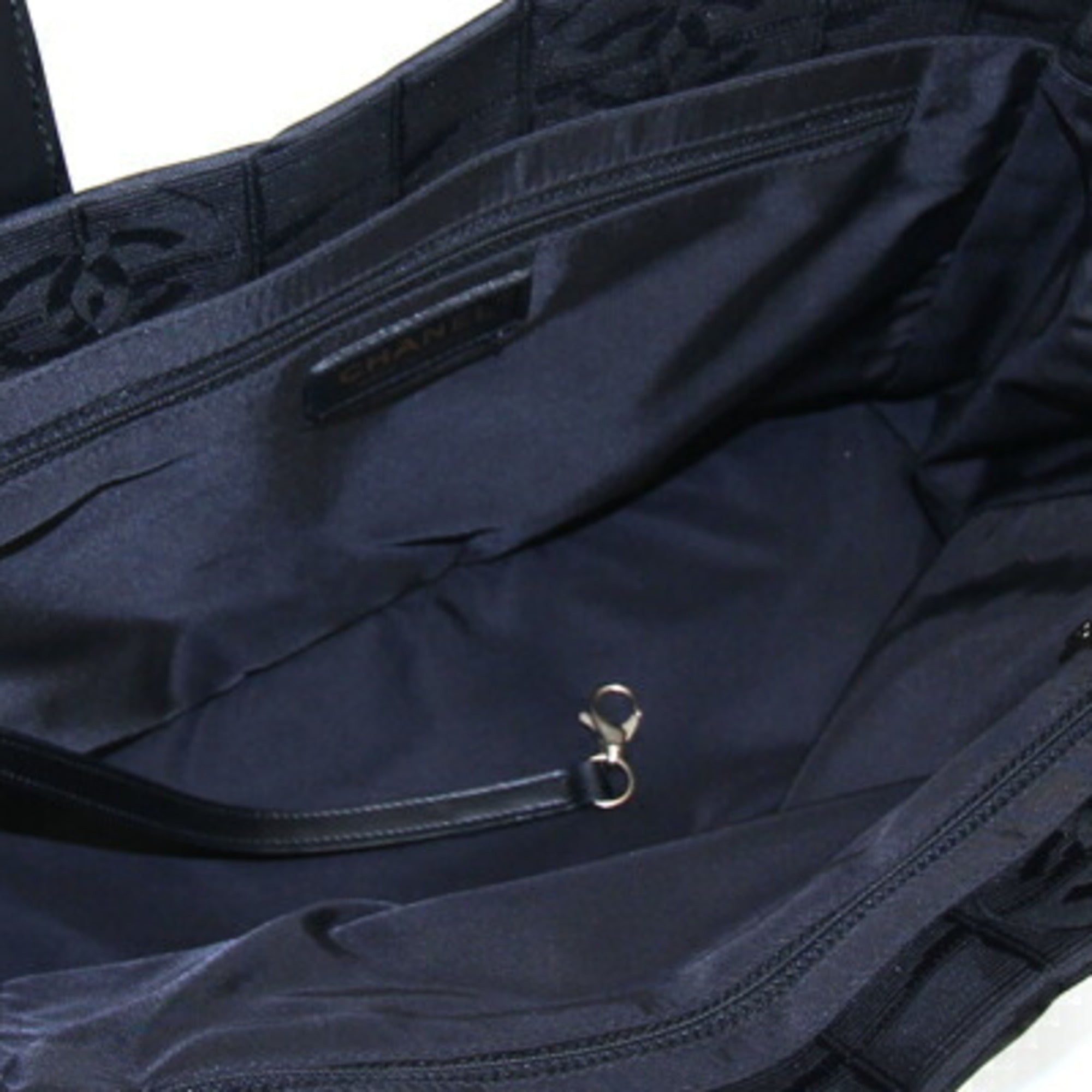 CHANEL Tote Bag New Line PM A20457 Black Nylon Canvas Leather Ladies