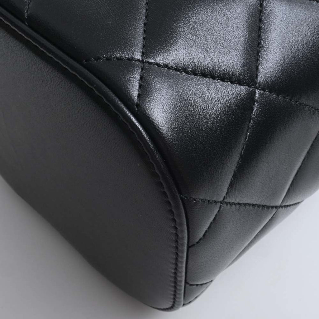CHANEL Lambskin Matelasse Coco Mark Vanity Bag Chain Shoulder Black Women's
