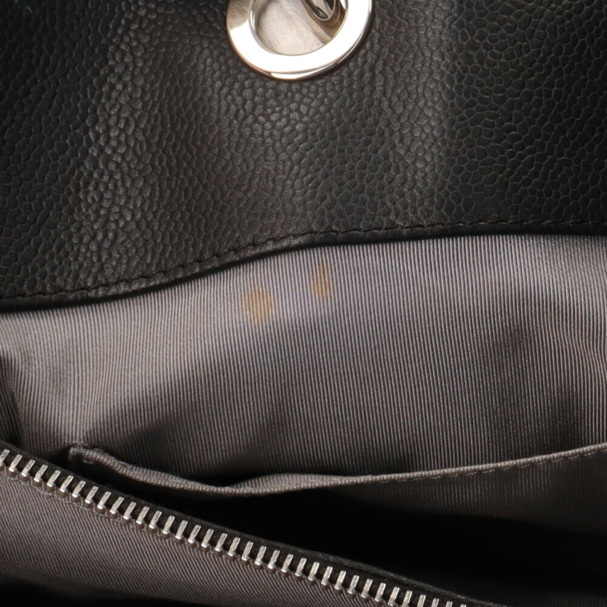 CHANEL matelasse handbag caviar skin black ladies