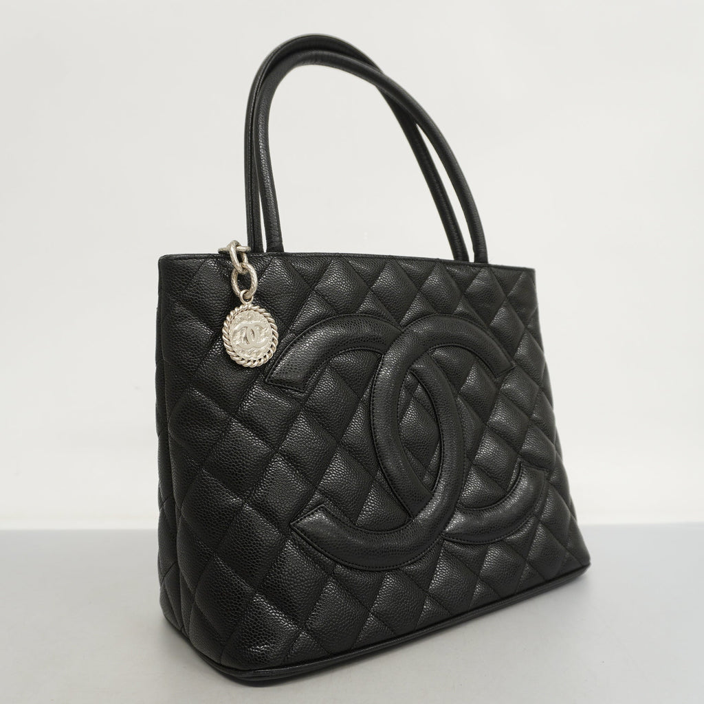 CHANELAuth  Reprint Tote Women's Caviar Leather Tote Bag Black