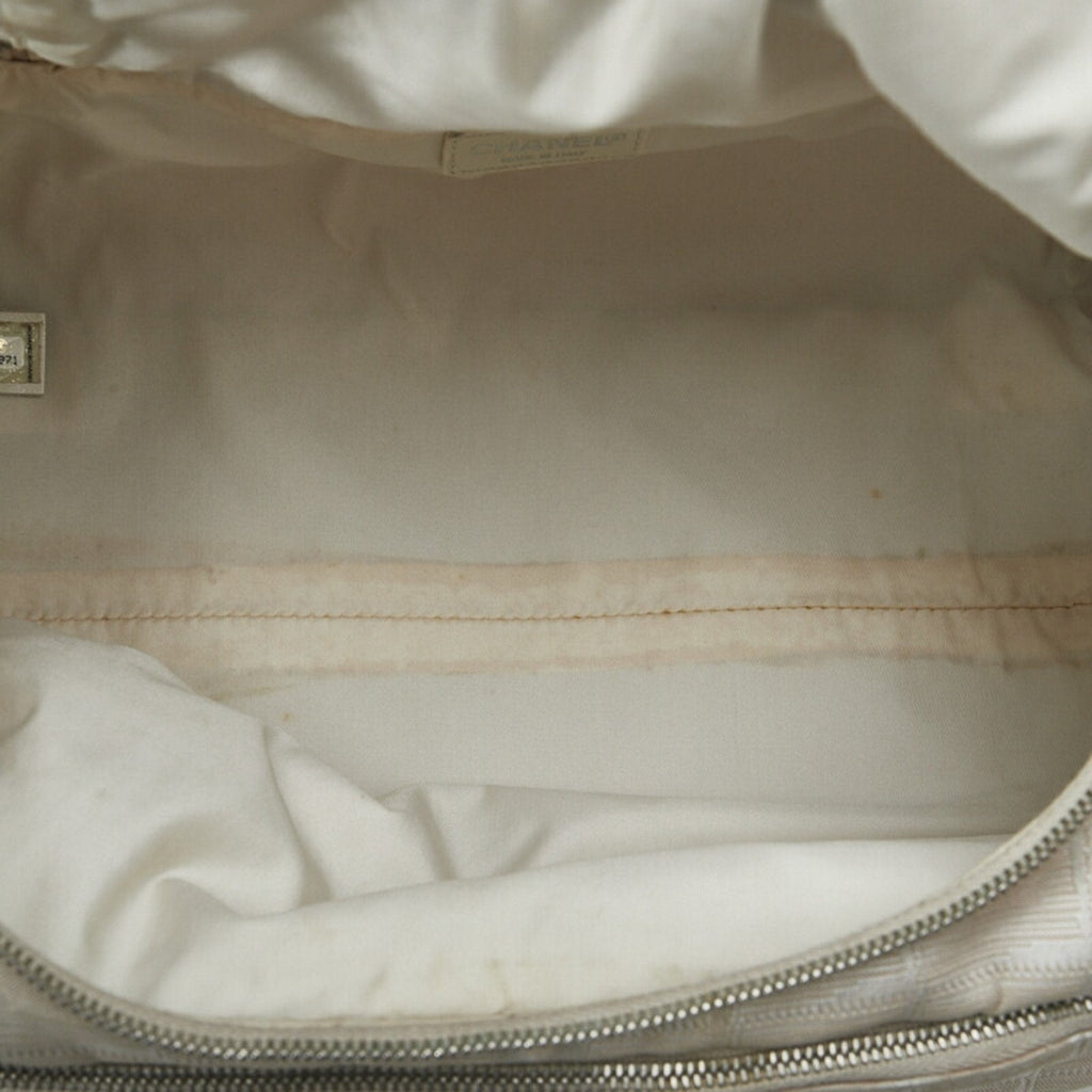 CHANEL New Line Handbag Vanity Bag Beige Canvas Leather Women's