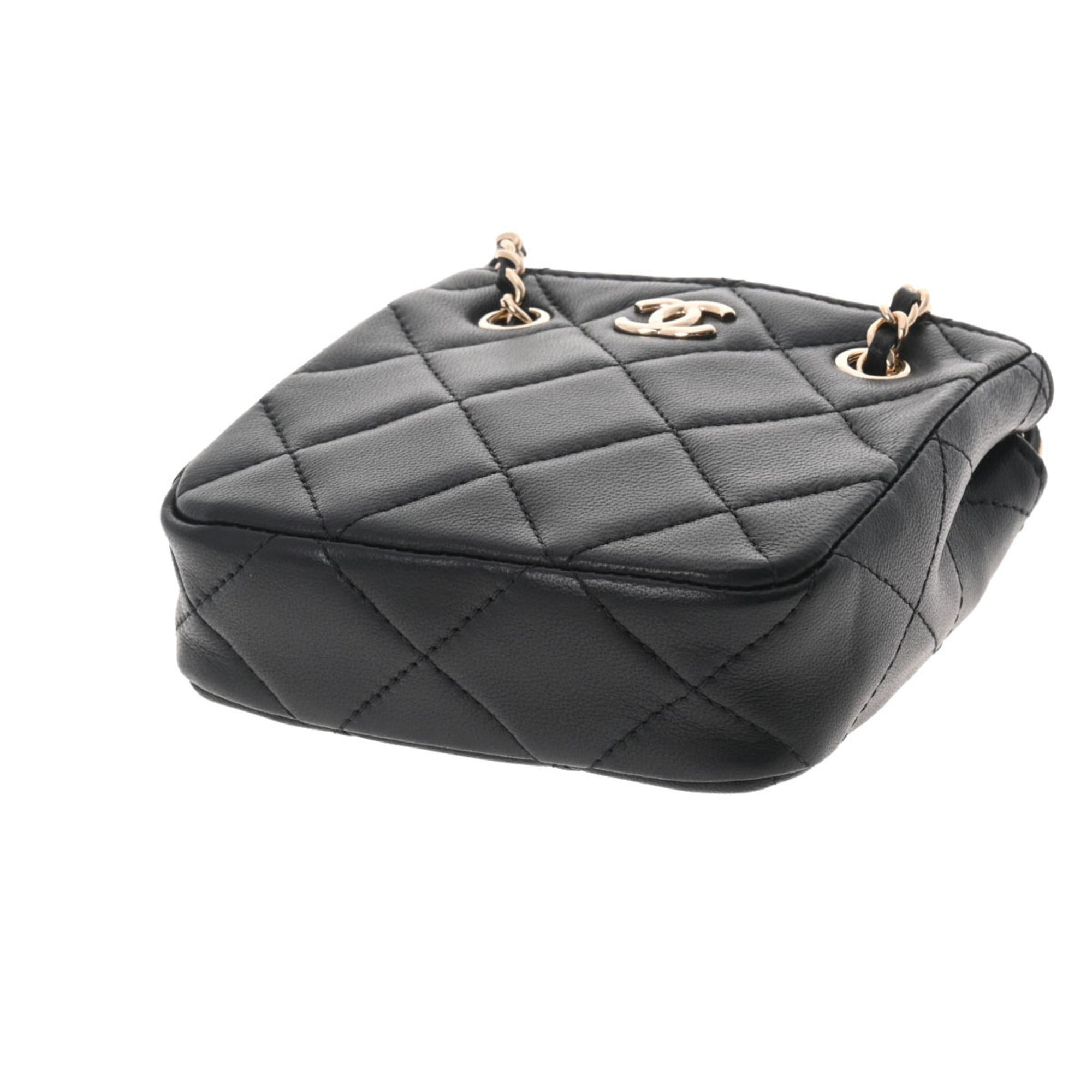 CHANEL Matelasse Pochette Chain Shoulder Black Women's Lambskin Bag
