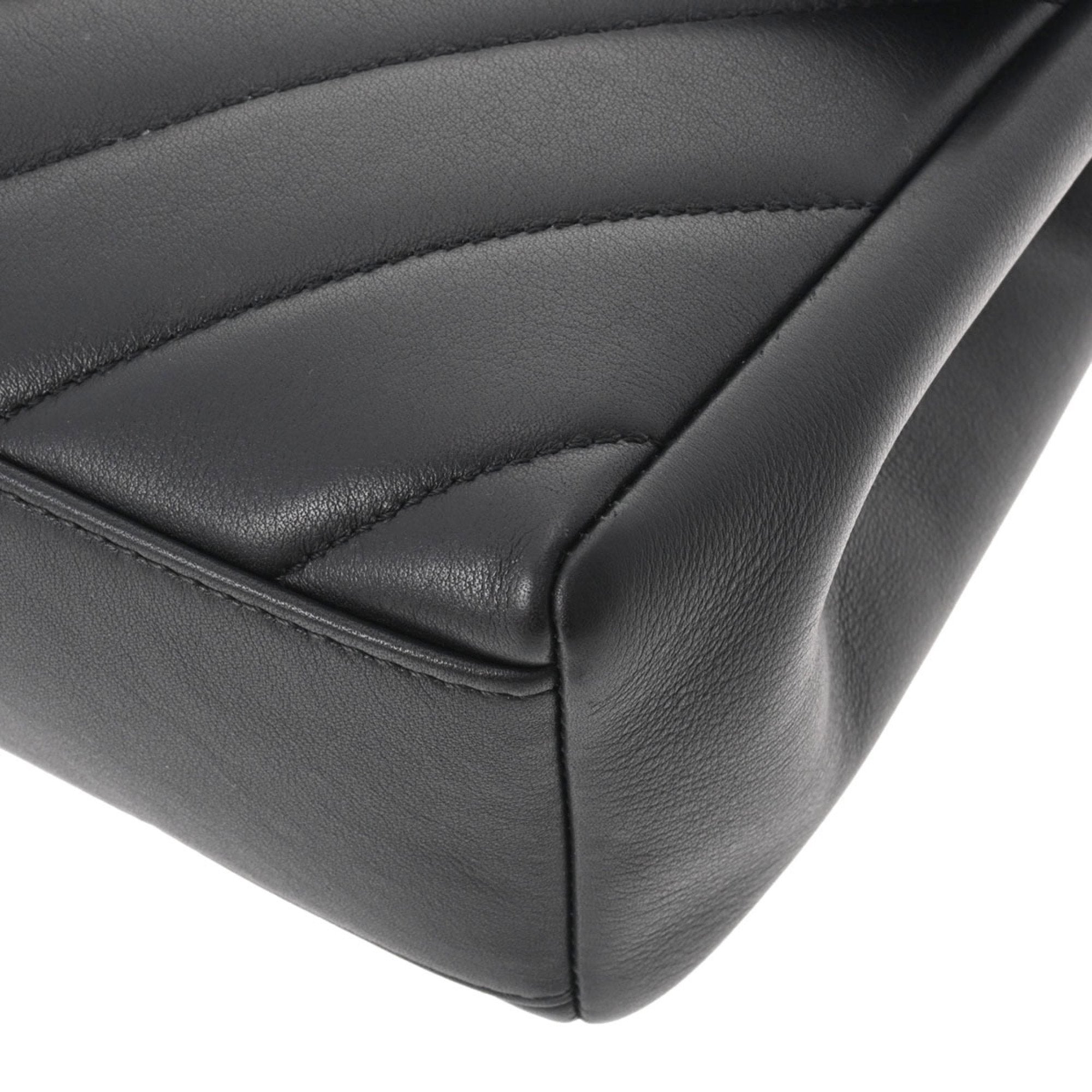 CHANEL matelasse chain shoulder black ladies lambskin bag
