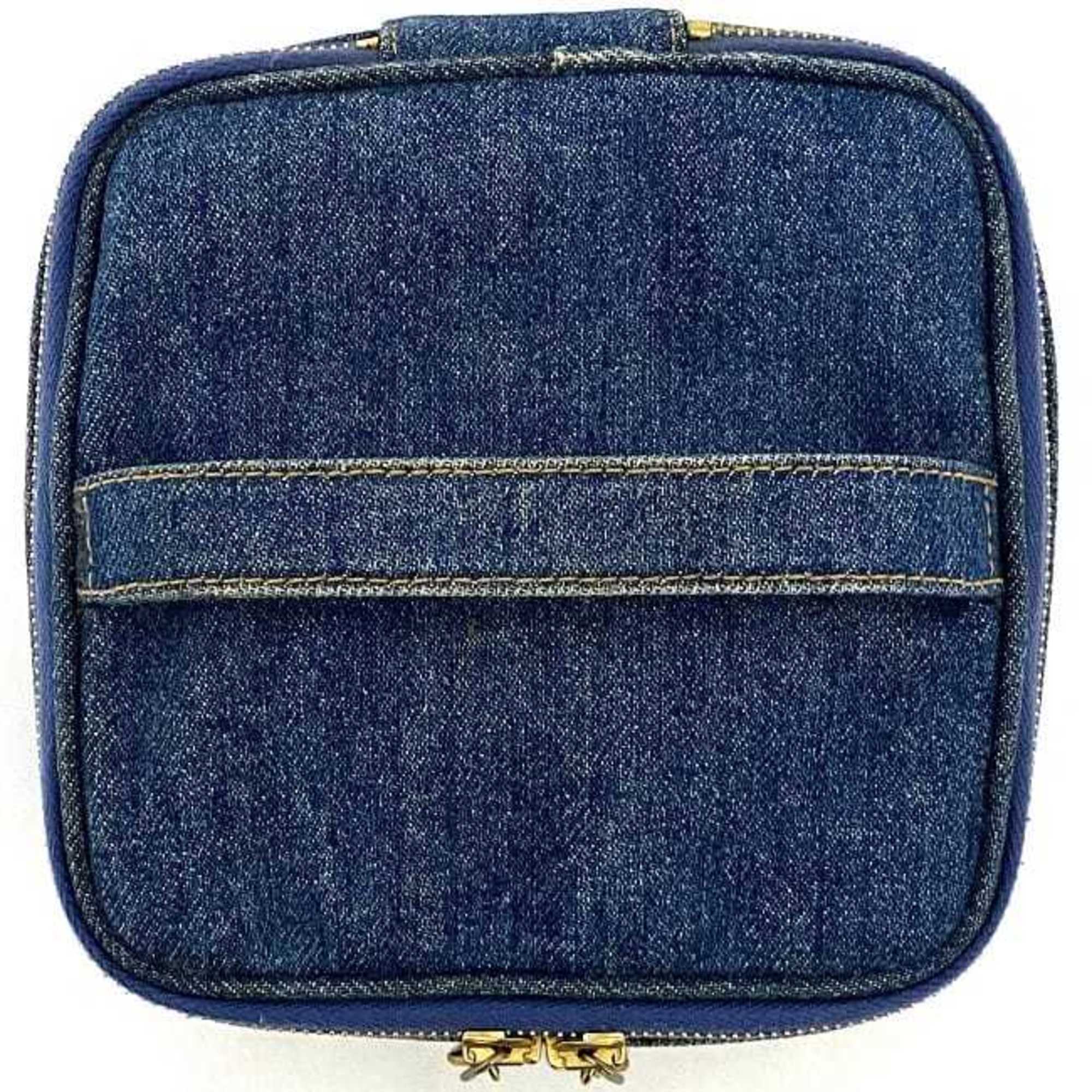 CHANEL Handbag Vanity Cocomark A07058 Canvas Leather GP 4th  Pouch Double Stitch