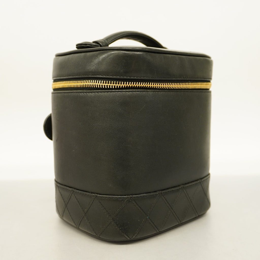CHANELAuth  Bicolor Vanity Bag Women's Leather Vanity Bag Black