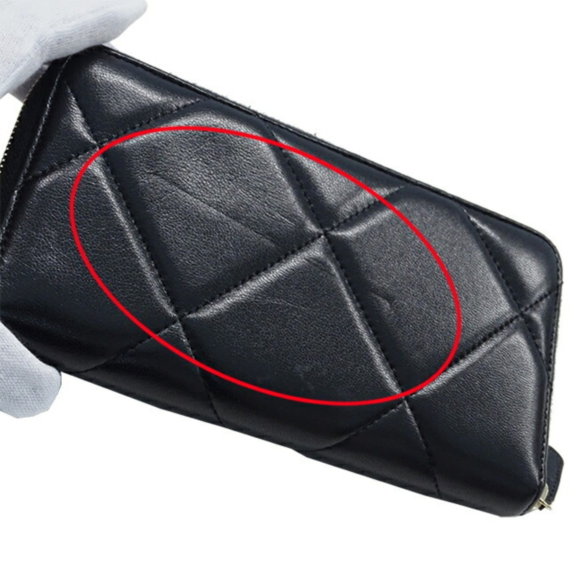 CHANEL wallet matelasse ladies long lambskin black