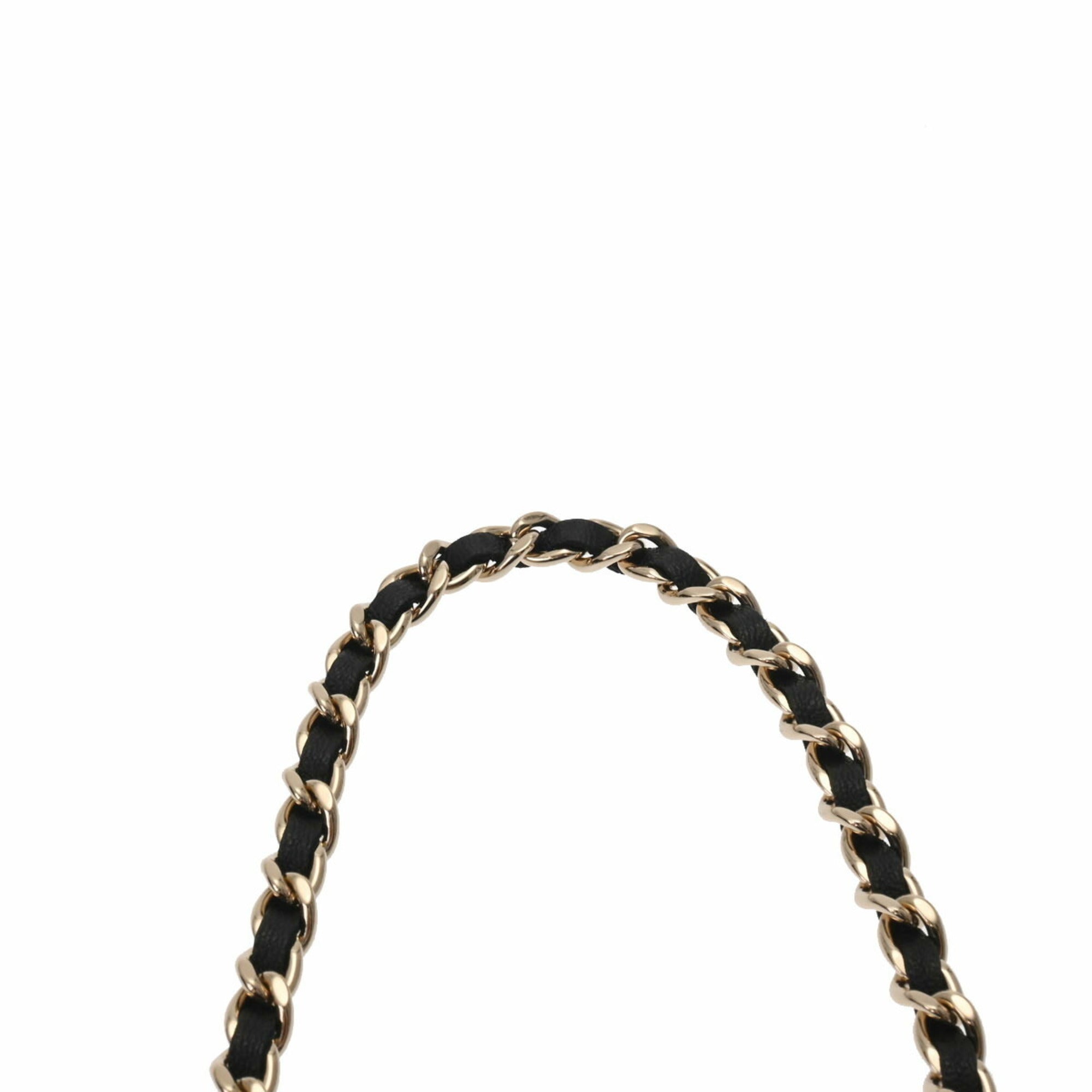 CHANEL Matelasse Phone Case Black AP3559 Ladies Lambskin Enamel Shoulder Bag