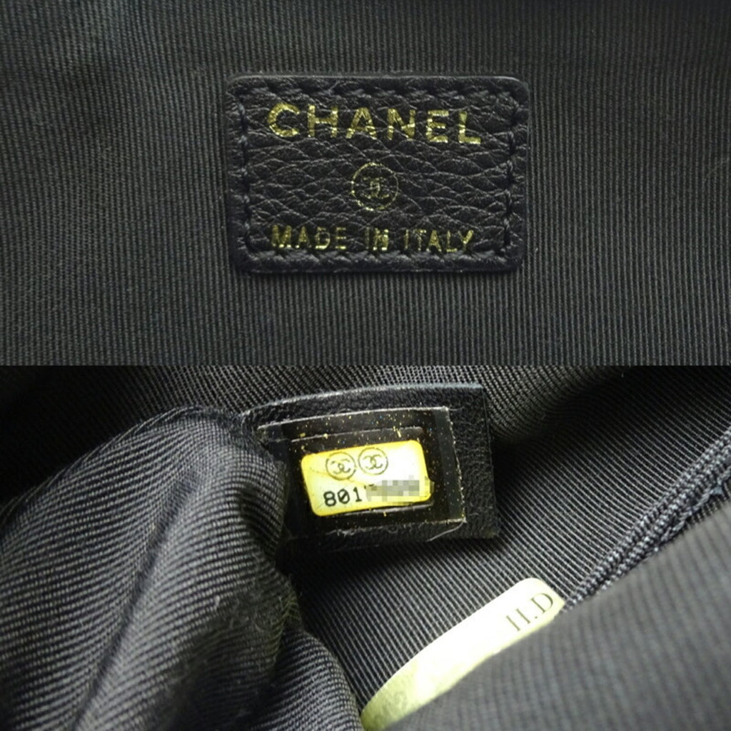 CHANEL Camellia Pouch Women's and Men's Handbag Leather Black