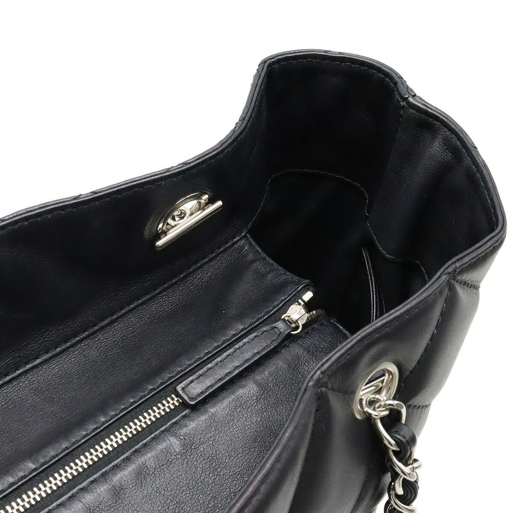 CHANEL matelasse here mark chain tote bag shoulder leather black