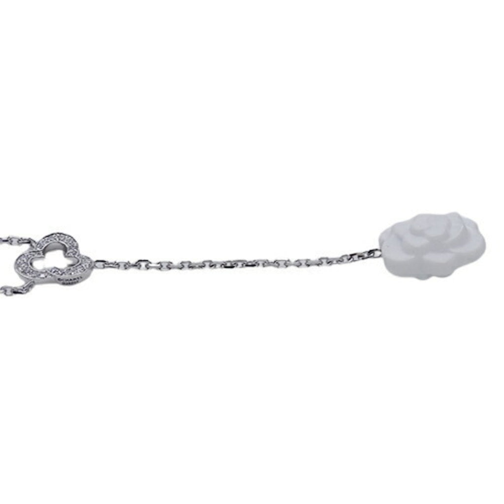 CHANEL Necklace Women's 750WG Diamond Camellia White Gold J2934 Polished