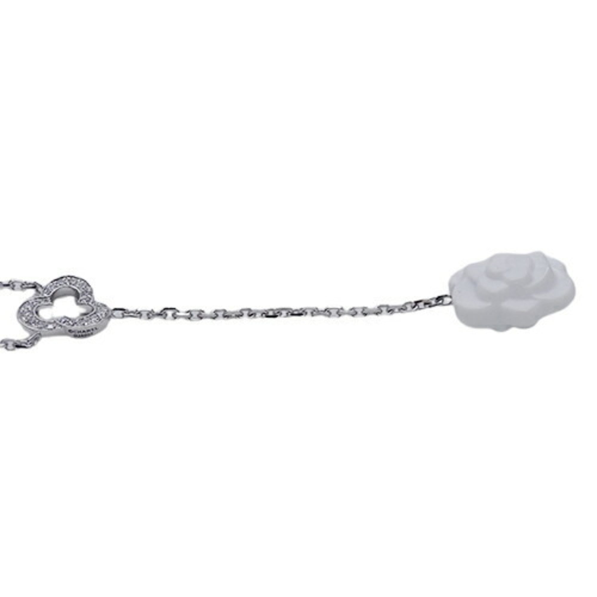 CHANEL Necklace Women's 750WG Diamond Camellia White Gold J2934 Polished