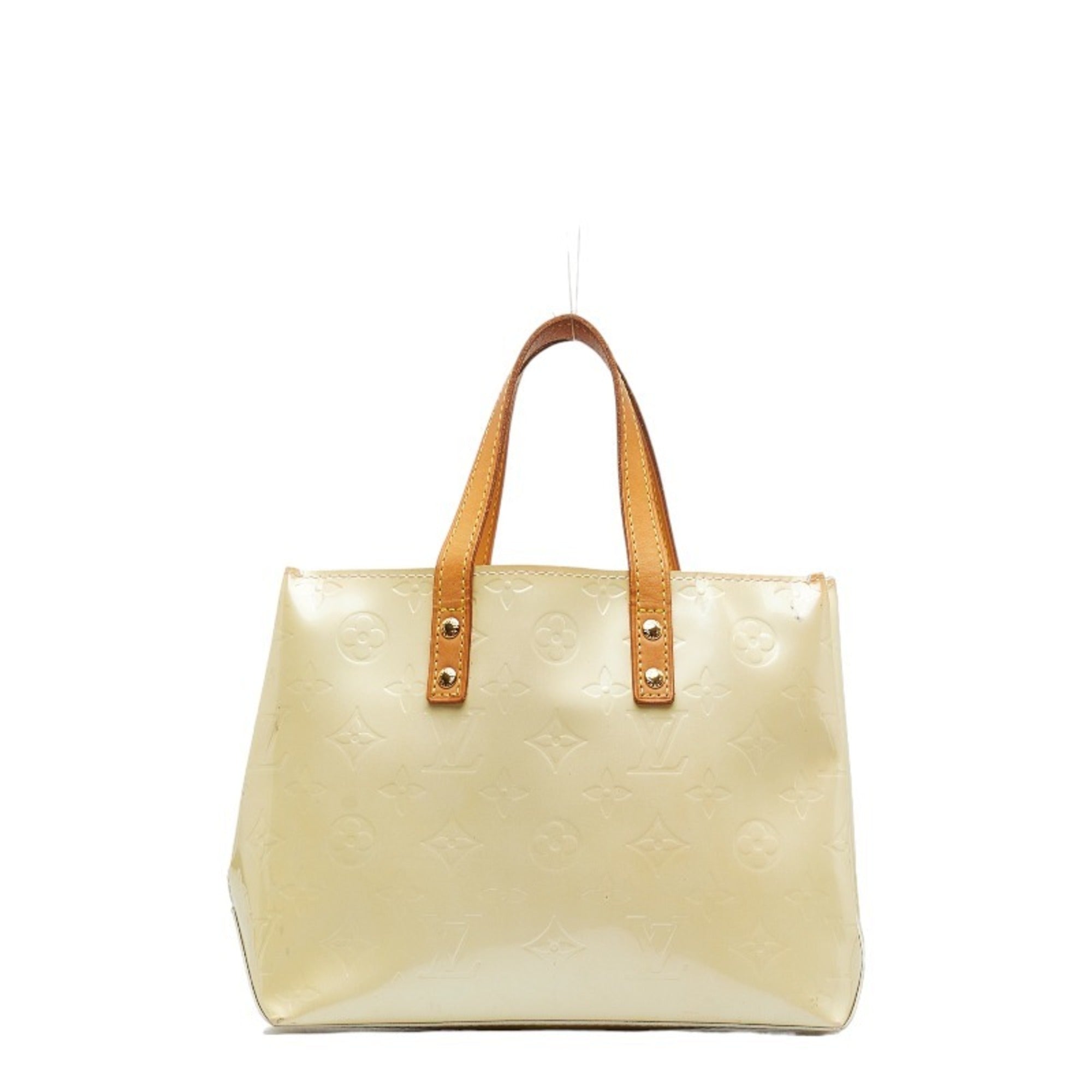 LOUIS VUITTON Monogram Vernis Reid PM Handbag M91336 Perle White Patent Leather Women's