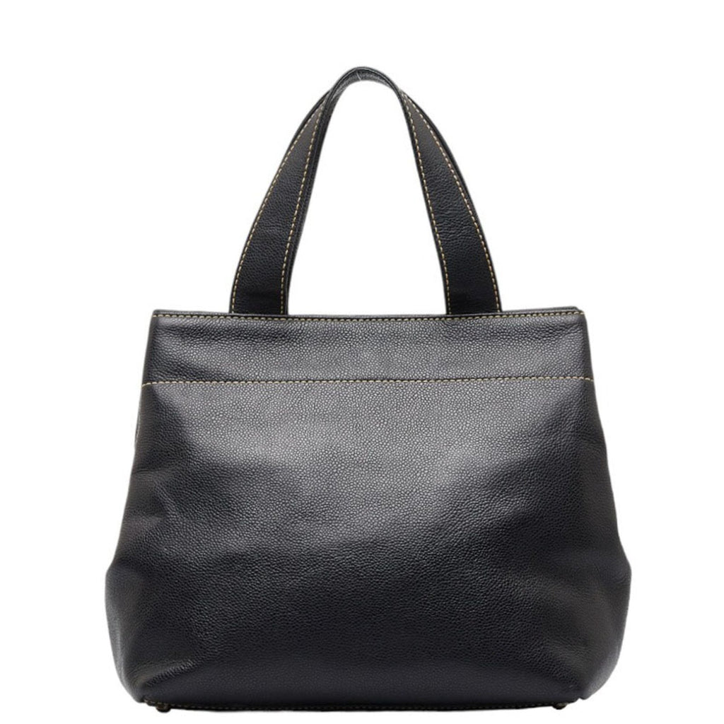 CHANEL Coco Mark Turnlock Handbag Tote Bag Black Caviar Skin Ladies