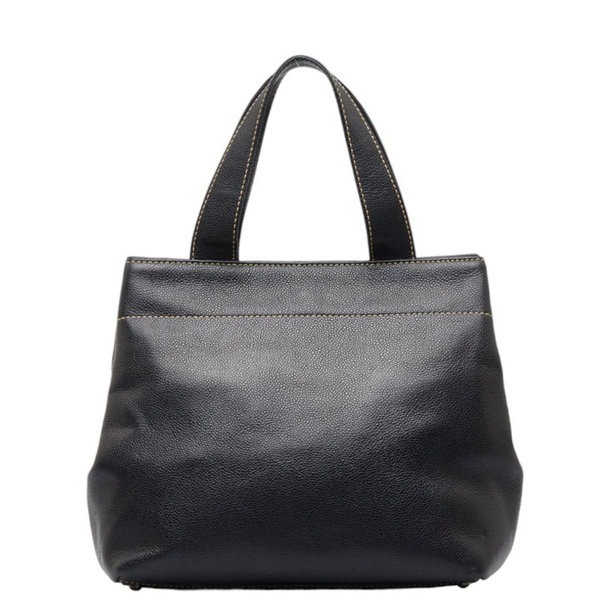 CHANEL Coco Mark Turnlock Handbag Tote Bag Black Caviar Skin Ladies
