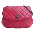 CHANEL Lambskin Matelasse Coco Mark Chain Shoulder Bag Red Ladies