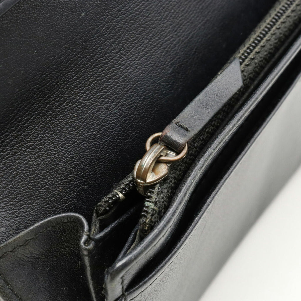 CHANEL Camellia Motif Here Mark Bifold Patent Leather Enamel Black A36544