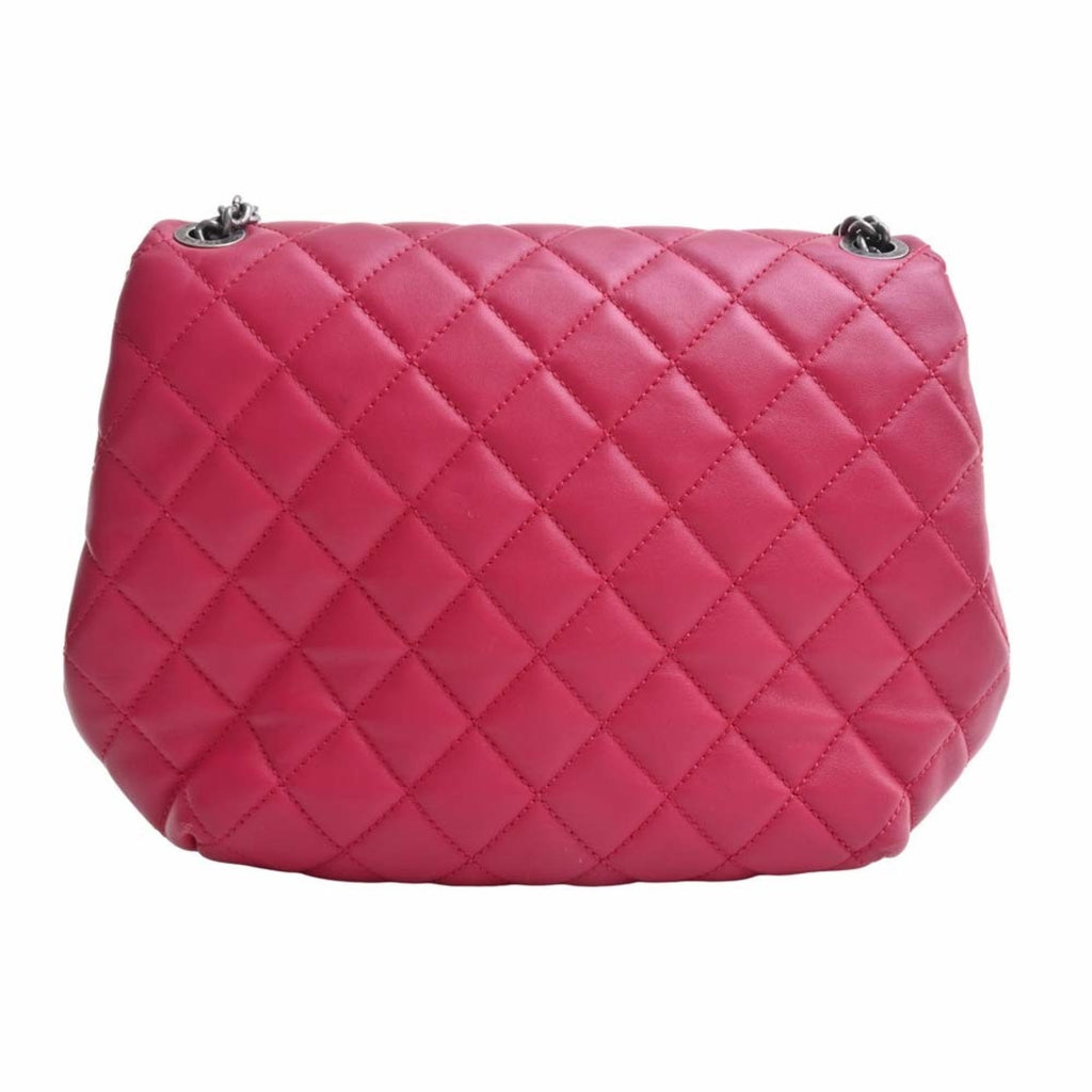 CHANEL Lambskin Matelasse Coco Mark Chain Shoulder Bag Red Ladies