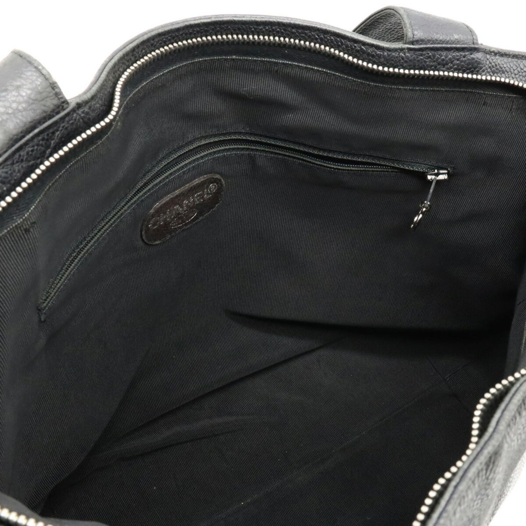 CHANEL here mark tote bag shoulder caviar skin black