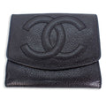 CHANEL caviar skin black trifold wallet