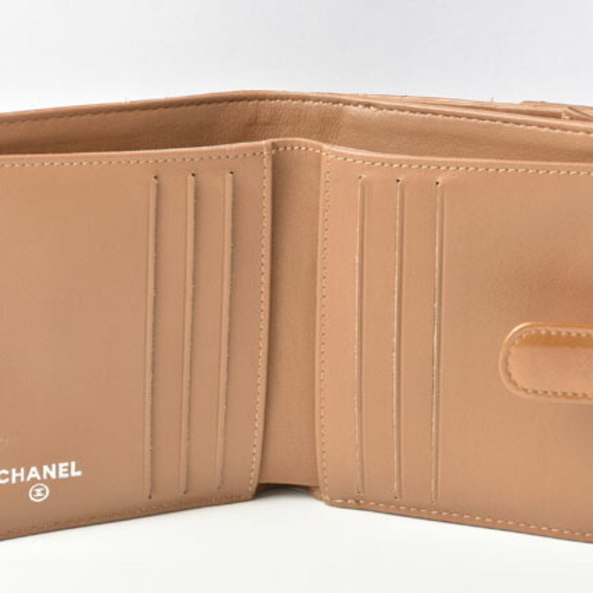 CHANEL Wallet 8694  Folding Double Snap Brilliant Patent Leather Coco Mark Bronze